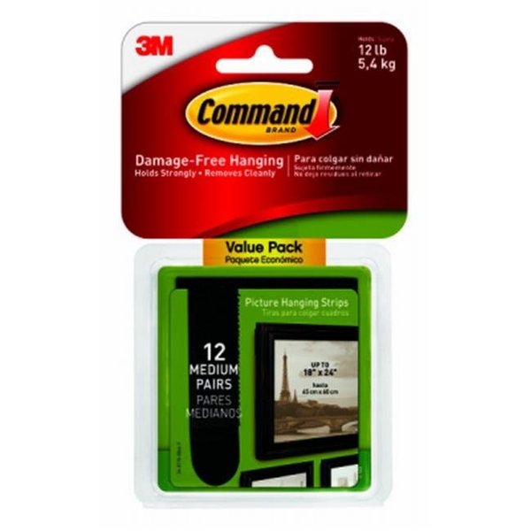 Pinpoint Command Medium Black Picture Hanging Strips; Pack of 12 PI865006
